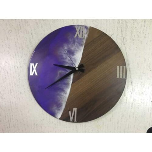 Wooden Special Design Handmade Wall Clock (Purple), Epoxy Special Design Wall Clock, Wall Clocks