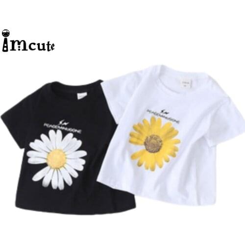 2pcs/Lot Brand 2020 Sunflower Cartoon T Shirt Kid New summer T-shirt Children Tshirt Girl Boy cute Tee tops Clothing 80-130 Size