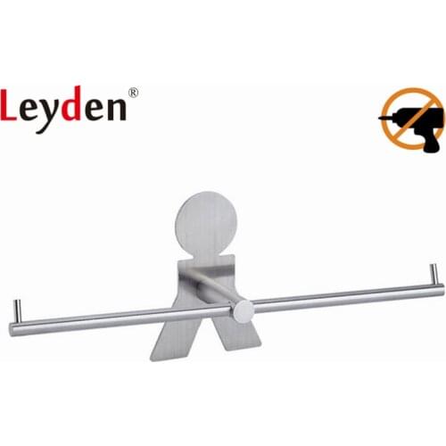 Leyden Double Toilet Paper Holder Towel Hook Cloth Hanger Stainless Steel Bathroom 3M Adhesive Brushed Nickel Bathroom Accessory