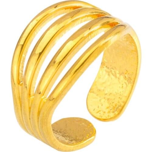 Four Line Rings for Women 24K Gold Rings Cute Hollow Party Birthday Anniversary Engagement Wedding Rings Fashion Jewelry Gift