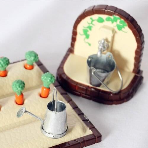 Doll House Mini Bucket Watering Can BJD Outdoor Courtyard Miniature Model Made Old Micro Decoration