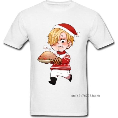 Men T Shirt Zoro Luffy Sanji Straw Hat Family Christmas T-shirt Brand New One Piece Xmas Series Gift Tshirt Santa Designer Tops