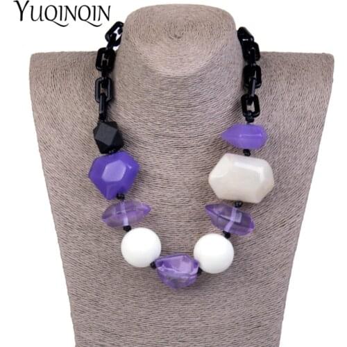 Resin Acrylic Big Long Bead Pendant Necklaces Bohemian Women Vintage Charm Personalized Desiger Necklaces Ladies Fashion Jewelry