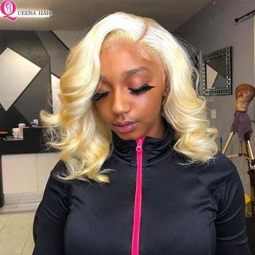 13x4 Blonde Bob Lace Front Human Hair Wigs For Black Women 613 Short Ombre Body Wave Front Lace Wig Pre plucked 150% Remy