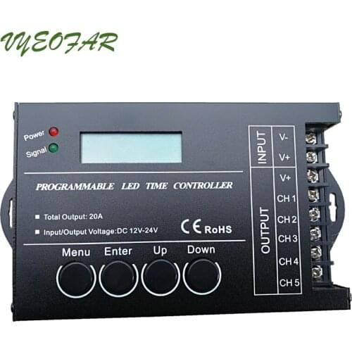 DC 5V/12V/24V TC421 WiFi Time Programmable Led Controller Dimmer RGB Aquarium Lighting Timer 5 Channels for Led RGBW Strip