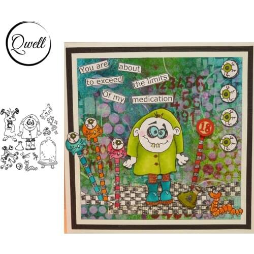 QWELL 7*8.5inch Clear Transparent Stamps Monster Caterpillar Bottle Cover DIY Scrapbooking Paper Craft Cards 2021 Hot Sale