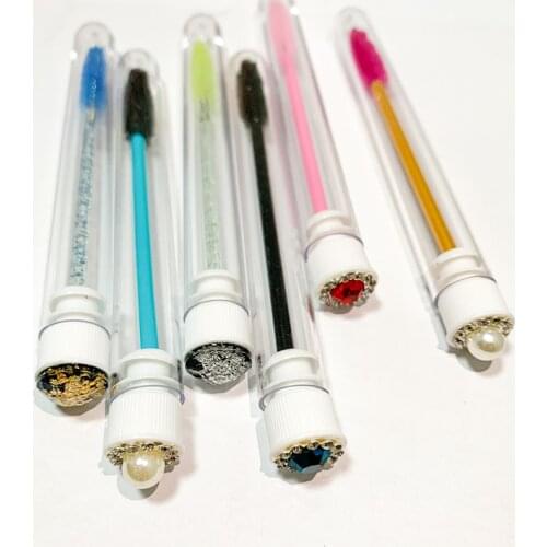 Mascara Brush Tube and Wand Eyelash Brush Cleaner Plastic Lash Cleaning Brush Mascara Brush Disposable with Lash Wand Container