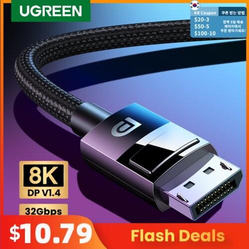 Ugreen DisplayPort 1.4 Cable 8K 4K HDR 165Hz 60Hz Display Port Adapter For Video PC Laptop TV DP 1.4 1.2 Display Port 1.2 Cable