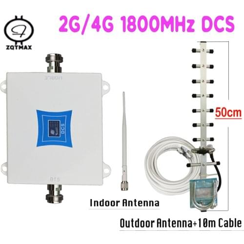 ZQTMAX DCS 1800 LTE 4G mobile signal amplifier FDD-LTE network data signal booster gsm repeater band3 + 13dBi Yagi antenna
