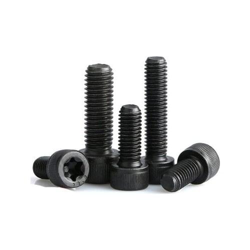 5pcs M3 12.9 level Torx cylindrical head knurled screws T&TX cup headed screw anti-theft bolt black color 10mm-16mm length