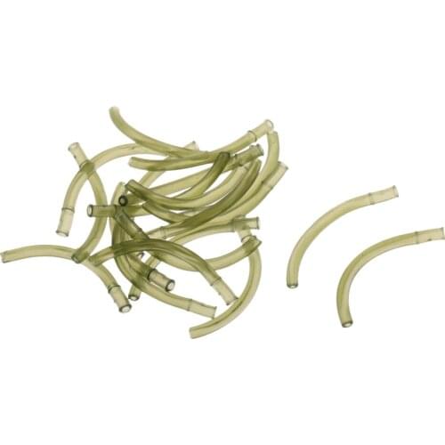 20Pcs Bend Hook Aligners Carp Fishing Line Aligner Hair Rigs Terminal Tackle 3.1cm Length Transparent Green