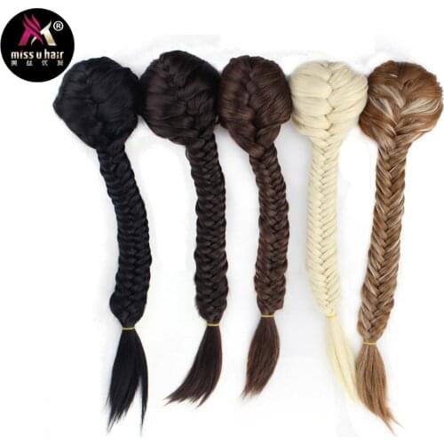 Miss U Hair 22" 55cm Women Synthetic Long Straight Braid Hairpiece Clip In on Ponytail Extension Wig Can be ironed