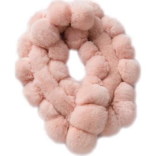 Rex rabbit fur scarf female warm thick real fur winter Korean version cute ball scarf shawl