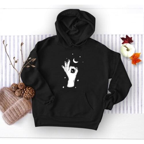 Winter Clothes Women Hoodies Ok Hand Woman Hoodies Autumn Female Sweatshirts Long Sleeve Pullover