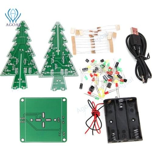 10Pcs/Lot DIY Christmas Tree LED Flash Kit 3D Electronic Learning Kit - Colorful LED kit