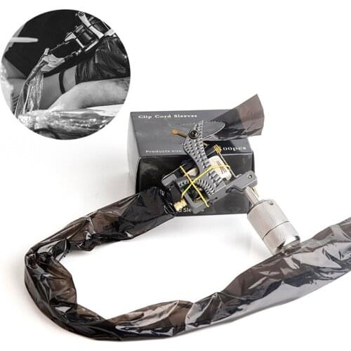 100Pcs Clip Cord Sleeves Bags for Tattoo Machine Pen Supply Black Disposable Covers Bags For Tattoo Machine & Clip Cord
