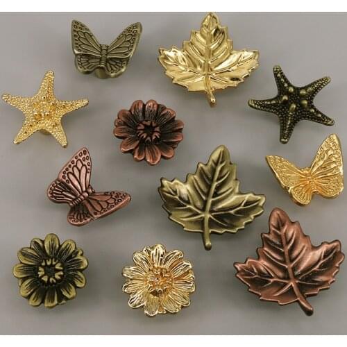 1x Zinc Alloy Cabinet Knob and Handle Starfish Butterfly Drawer Pull Kitchen Gold Black Bronze Knobs for Furniture Cupboard Door