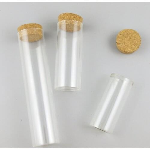24pcs 80ml 120ml 160ml Clear Glass Tubes with Wood Cork Big Glass Vials For Wishing Bottle Lucky Bottle Candy Bead Storage