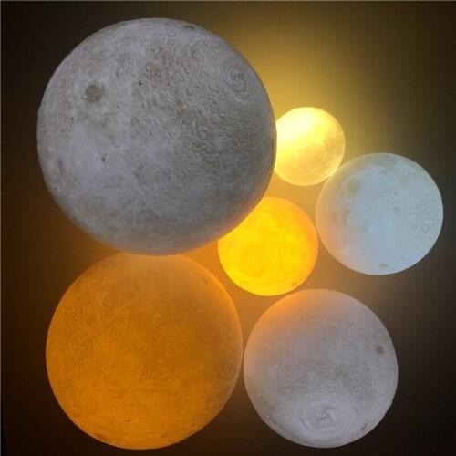 3D Print Moon Lamp Moon Night Cosplay USB Rechargeable 2 Color Touch Control Model Bedroom Adjustable Night Light Decor Gift