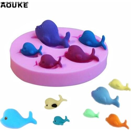3D Lovely Dolphins Fondant Cake Silicone Mold Chocolate Pastry Mould Pudding Ice Cube Soap Molds Cake Decoration Tool