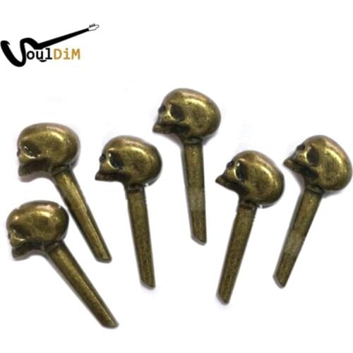 6pcs Skull Design Metal Bridge String End Pins for Acoustic Guitars Guitarra Strings Peg String Nail Increase Sustain