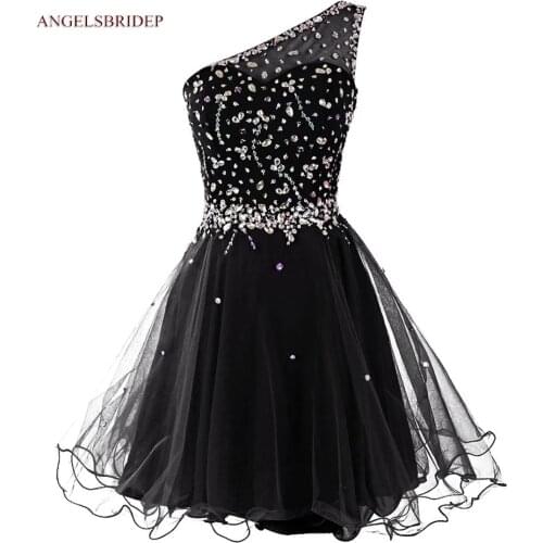 ANGELSBRIDEP One-Shoulder Homecoming Dresses Party Gowns Short Crystal Special Occasion Graduation Formal Gowns HOT