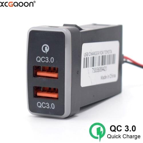 XCGaoon QC3.0 Quickcharge Car Charger Double USB Phone PDA DVR Adapter Plug & Play Cable For TOYOTA Hilux VIGO