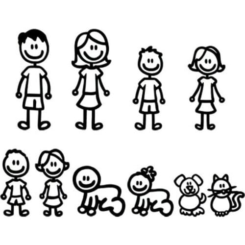 SZWL Car Stickers Interesting Family Dad Mom Kids Dog Cat Fashion Styling Decals Cartoon Creativity Personality Vinyl,20cm*15cm