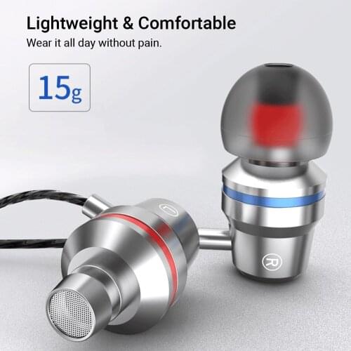 Bass Earbuds with Mic Wired In-Ear Earbuds with Microphone Noise Cancelling Earphones with 3.5mm Plug and Volume Control