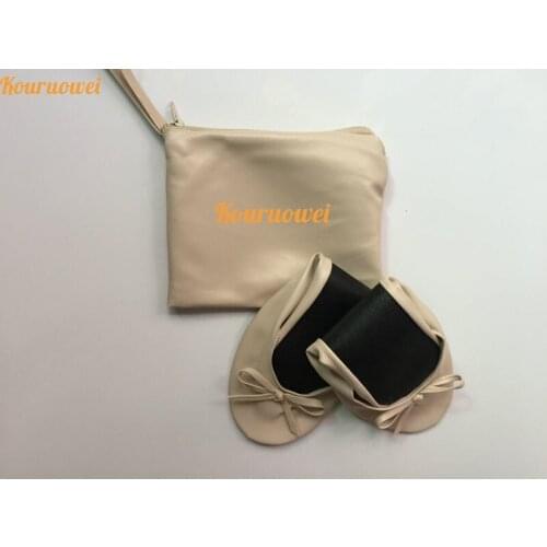 Free Shipping! 2015 PU Leather roll up rose packing cheap Ballet Dancing Shoes