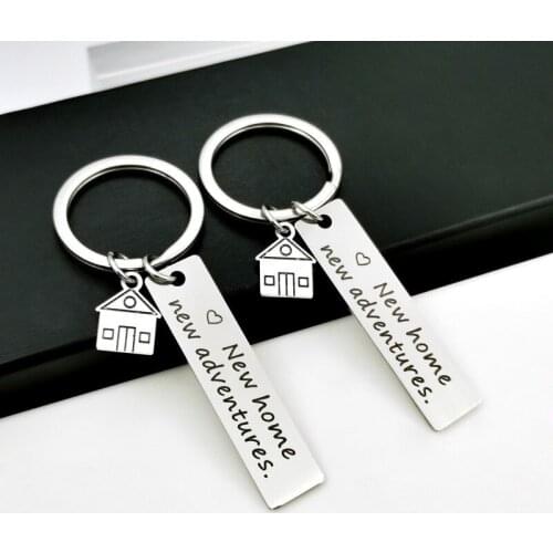 CIBOCIBO Silver Color Key Chain Men New Home New Adventures Key Holder Bag Unisex Letter Keyring Pendant Creative Gift For Lover