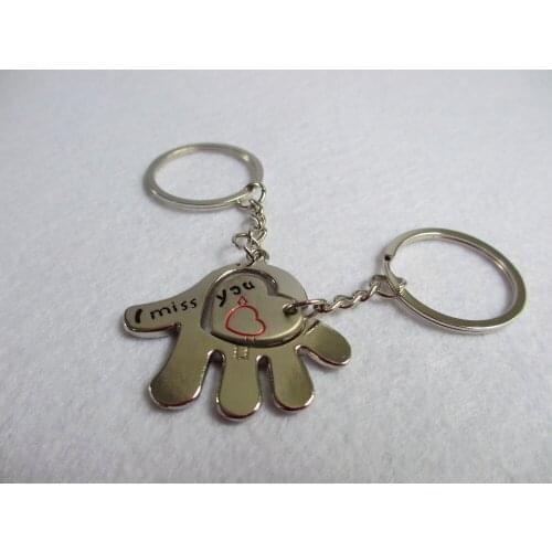 10PCS wholesale High quality metal cheap fashion modish ornament I miss you heart key chains key ring B007