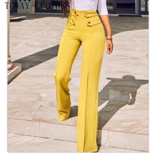 Women Streetwear Solid High Waist Wide Leg Pants Autumn Elegant Drawstring Split Flat Full Length Pants