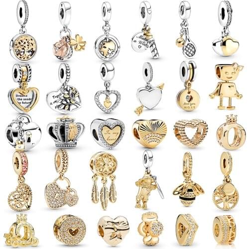 2Pcs/lot Gold Color Life Of Tree Birthday Cake Charm Beads Fit Original DIY Charms Bracelets Necklaces For Women Jewelry Making