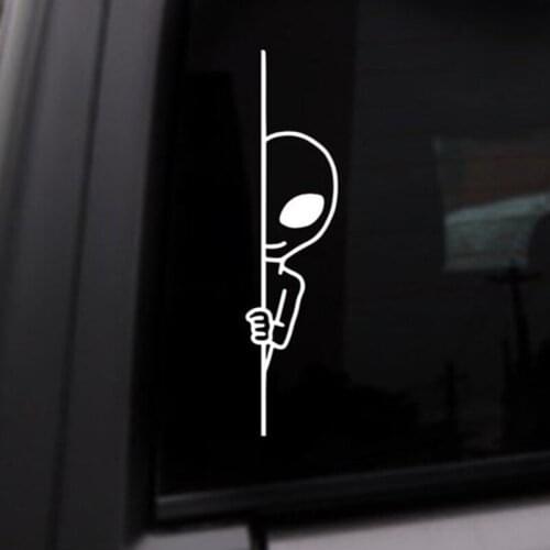 Black/Sliver Peeking Alien UFO Car Sticker Small/Big Size Cute Funny Decor Removable Waterproof Window Body Decal CL884