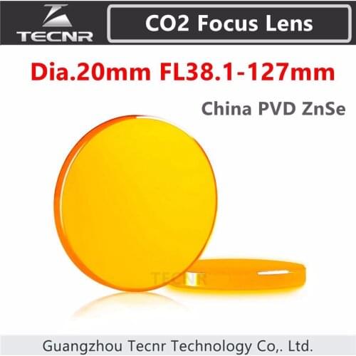 China ZnSe CO2 laser focus lens diameter 20MM FL 38.1 50.8 76.2 101.6 127mm for laser cutting machine