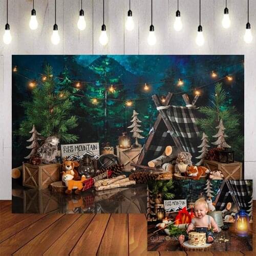 Mehofond Jungle Forest Camping Tent Newborn Photography Background Green Tree Backdrops Birthday Party Photocall Photo Studio