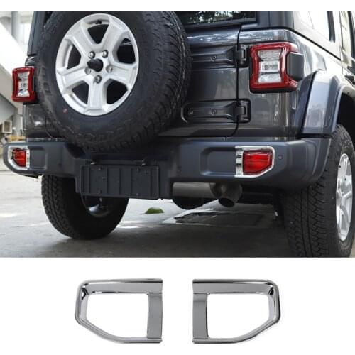 JXKaFa Fit For Jeep Wrangler JL 2018 Car Rear Bumper Fog Light Lamp Frame Cover Bezel Garnish Trim Styling Exterior Accessories