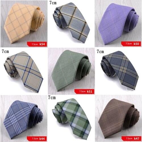 Ricnais Quality Mens Ties 7cm Plaid Tie Slim Necktie Classic Fashion Business Wedding Casual Tie Gift For Men
