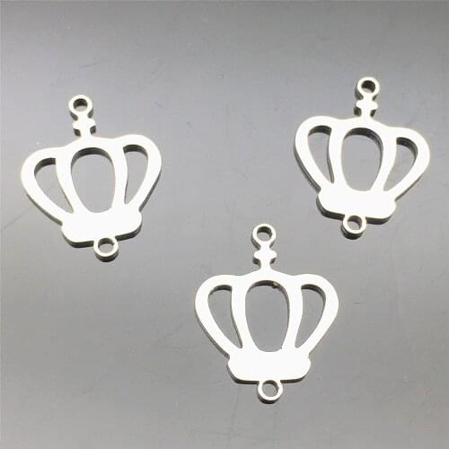 Crown Tiara charms Connectors 10pcs Stainless Steel Connectors Necklace Bracelet Findings Diy Earrings Jewelry Making Tools
