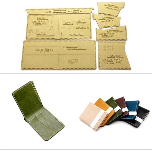 Short wallet acrylic template mold DIY handmade leather kraft paper drawing sewing pattern leather craft tool 9.5cm*11.5cm*2cm