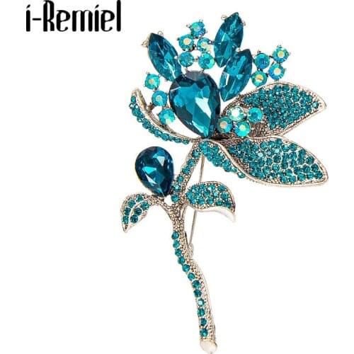 Creative Flower Brooches Rhinestone Exquisite Suit Lapel Collar Pin Scarf Buckle Brooch Jewelry Luxury Fashion Women Accessories