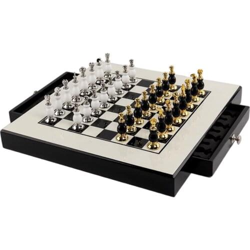 International Chess Folding Wooden Chess Set Portable Board Game for Kids