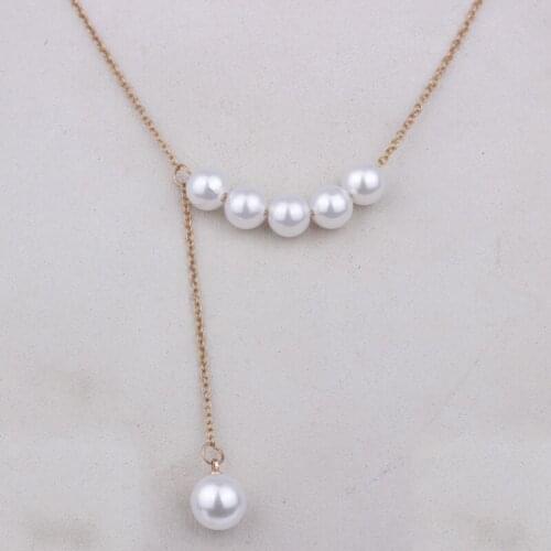 N028 Fashion personality simple fresh necklace chain necklace pearl necklace