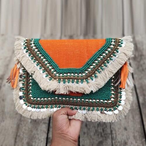 DOYUTIG Trendy Indian Design Womens Handmade Hobo Bags Ethnic Embroidery Shoulder Bags Lady Bohemia Casual Crossbody Bags F789