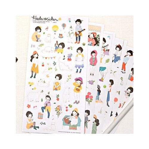 6pcs/lot Funny Korea Sweet girl series PVC sticker set Decoration label Phone Sticker gift for kids