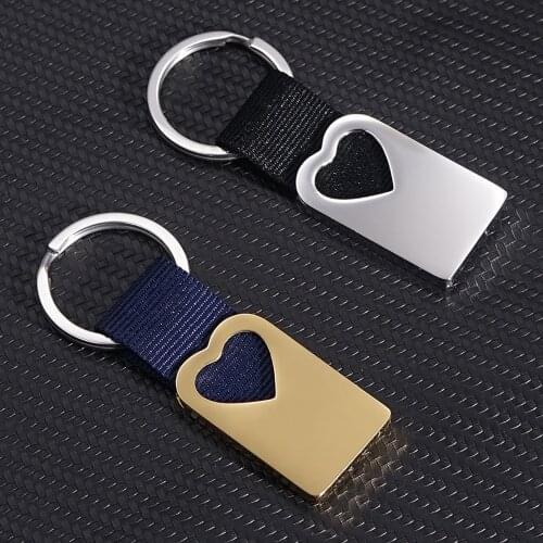 New Personalized Text Custom Woven Rectangular Heart Keychain Mens Pendant Stainless Steel Accessory Pendant For Adult Keyrings