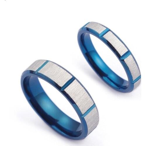 New popular stainless steel couple ring Classic blue groove couple ring
