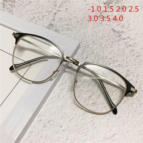 NYWOOH Finished Myopia Glasses Men Metal Nearsighted Eyeglasses Women Shortsighted Eyewear Prescription -1.0 1.5 to 4.0