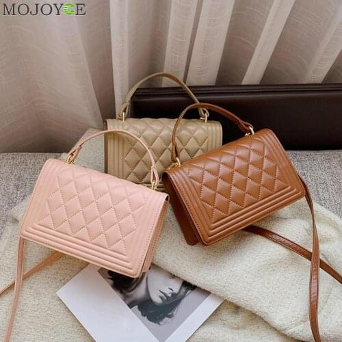 Solid Color Shoulder Messenger Bag Fashion Women Handbags Totes Bags Simple Purse Lattice Pattern Bags Clutch Bag